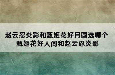 赵云忍炎影和甄姬花好月圆选哪个 甄姬花好人间和赵云忍炎影